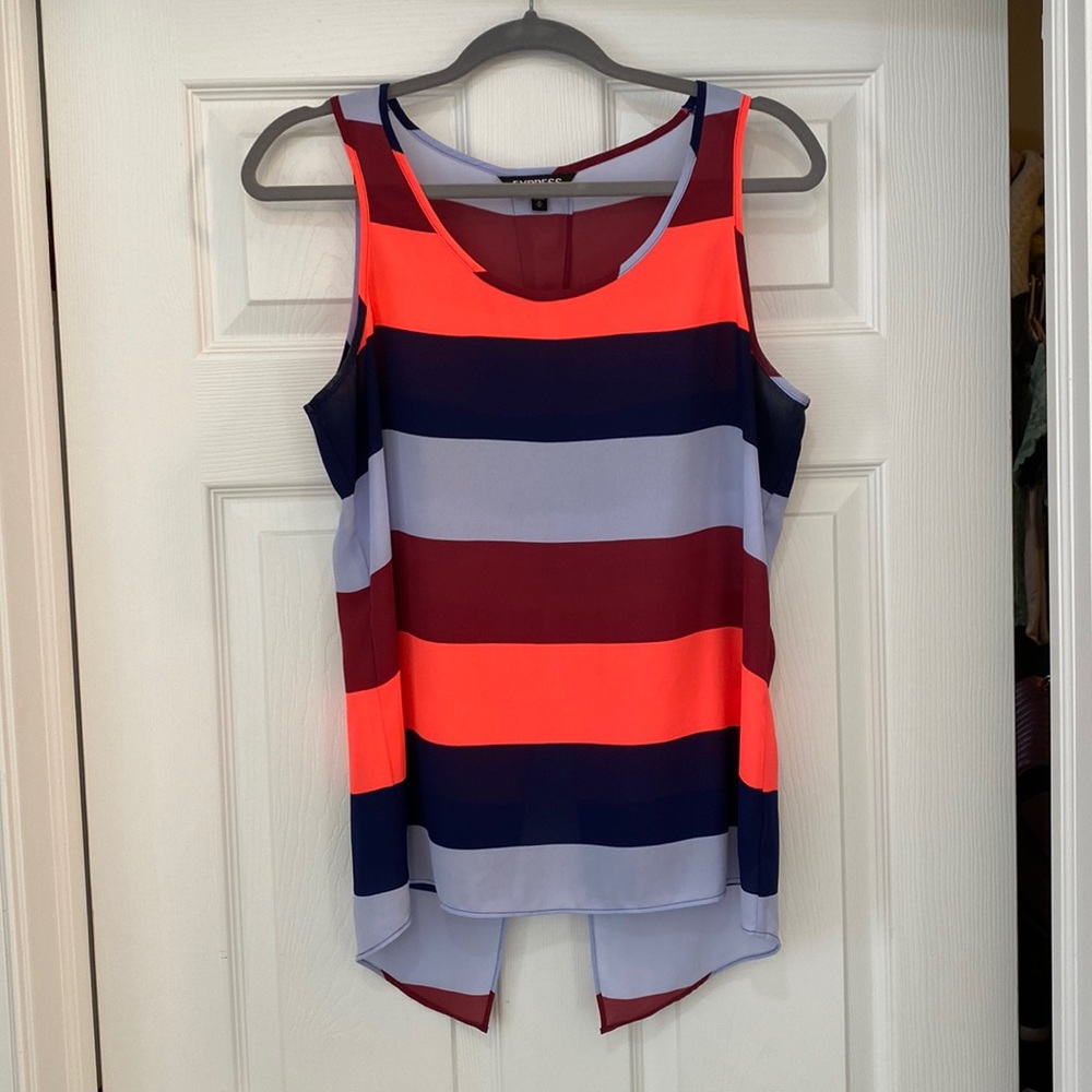 Express Stripe Split Back Chiffon Tank M - image 1